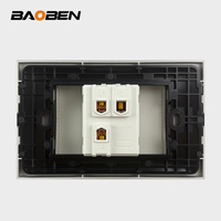 BAOBEN Prise murale italienne EU avec panneau en verre, assemblage facile, gris, avec interrupteur de charge rapide USB-C et USB-A