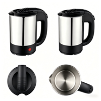 Bouilloire de voyage électrique en acier inoxydable 0,5 L, double tension CE GS CB ETL, pour voiture, cafetière de voyage, vente en gros