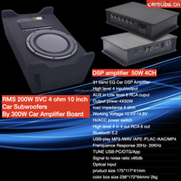 Subwoofer actif pour voiture Fullrange 10 pouces RMS 200W SVC 4 Ohm et amplificateur DSP pour voiture 4 en 4 Hi Level 6 RCA 50W 4CH Classe AB