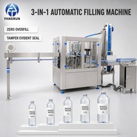 Machine de lavage, de bouchage, d'emballage et de remplissage entièrement automatique à grande vitesse 3 en 1 pour bouteilles d'eau minérale pure et de boissons