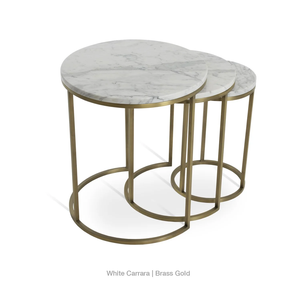 Marble Top <b>Round</b> Coffee <b>Table</b> Luxury Style with <b>White</b> Marble and Golden Powder Coated Iron Frame Narrow Style for Living Room - Product Image 3
