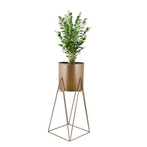 Unique Design Gold Metal Linear Design <b>Plant</b> Pot for Living Room Bedroom Balcony and Tabletop Available At Reasonable Price - Product Image 4