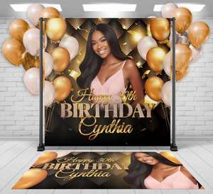 Customized Backdrop Floor Decal Custom Birthday Banner Party Decor Event Planner Decoration Step and <b>Repeat</b> Birthday Signs - Product Image 2