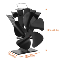 Ventilateur de poêle silencieux VODA à 5 pales, alimenté par la chaleur, avec poignée, sans électricité, à haut débit d'air, pour poêle à bois, à granulés ou à gaz