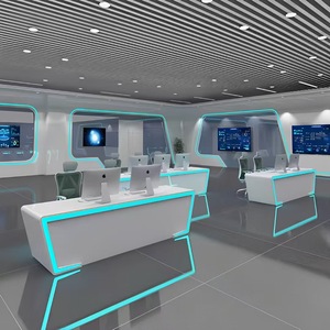 <span class=keywords><strong>Console</strong></span> de commande moderne en <span class=keywords><strong>laque</strong></span> blanche pour salle de surveillance multi-écrans incurvée - Product Image 4