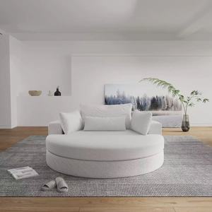 Sofá Redondo de Lujo de 140 cm de Diámetro, Relleno de Espuma Comprimida de 5 Capas, Sofá Redondo Cómodo con Cojines Decorativos - Product Image 5
