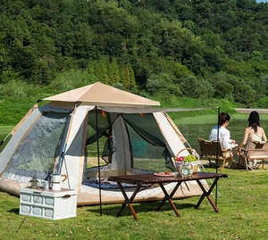 Tenda da Campeggio Familiare a Doppio Strato, Impermeabile, Facile da Montare, Ideale per Escursioni e Picnic - Product Image 4