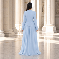 Robe de soirée modeste à col montant et manches longues pour femme musulmane, vente en gros