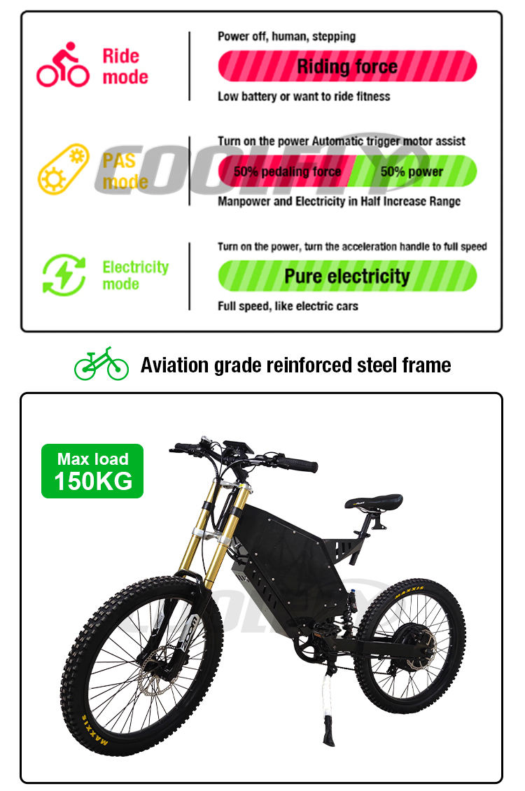 Top 10 Best Selling COOLFLY 48v 72v 3000w 5000w 8000w E Bicycle Sur Ron  Light Bee X Electric Motor Cross Bike with Battery