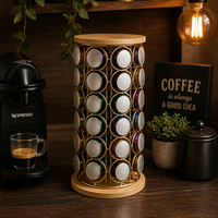 Support à capsules de café Cactus, 52 compartiments, double face, rotatif, en métal, organiseur de capsules de café, support de rangement pour capsules Nespresso, comptoir