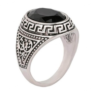 Men's Antique Silver & <b>Rhodium</b> Plated 925 Sterling Silver Gemstone <b>Rings</b> with Zircon for Wedding or Party - Product Image 2