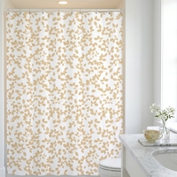 Rideau de Douche Imprimé Motif Arbre Vert Feuilles Jaunes Festival d'Automne 180*180 en PEVA Imperméable Anti-Moisissure Bon Prix Maison & Hôtel