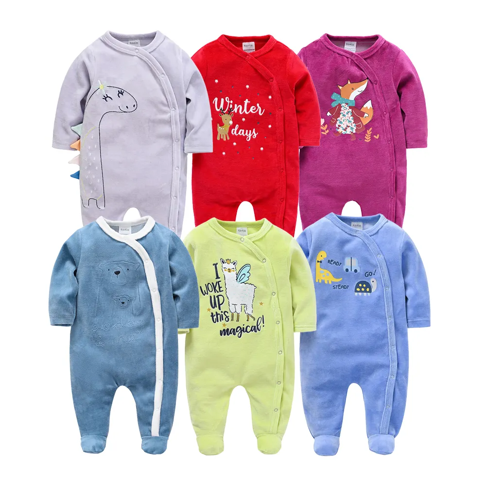Nouveau-né automne hiver bébé vêtements filles 3 à 6 mois enfants vêtements vente en gros bébés barboteuse petit pyjama velours combishort chaud
