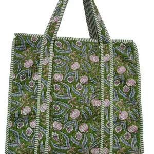 Handcrafted Printed Quilted Tote Bag Women's Unique Fabric Handbag Trendy Fashion Shoulder Bag Stylish Handmade Purse