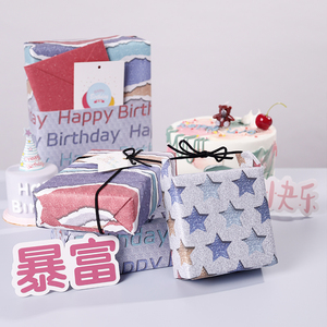 Vente en gros 80g papier d'anniversaire scintillant 50*70cm papier d'emballage cadeau personnalisé pour l'emballage - Product Image 5