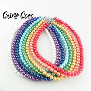 Cring CoCo Imitation Pearl Necklace Women's Short Glass Ornament 8mm Clavicle Chain Wholesale Round Bead Chain