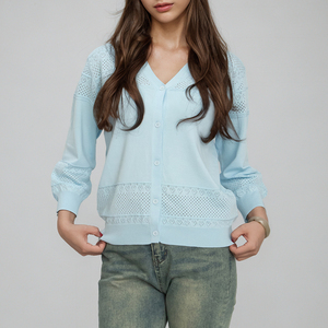 Maglioni Cardigan da <span class=keywords><strong>donna</strong></span> a <span class=keywords><strong>maglia</strong></span> con scollo a V da ragazza alla moda estivi a maniche lunghe per <span class=keywords><strong>donna</strong></span> - Product Image 3