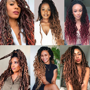 Coiffures attrayantes LEILONG 18 pouces Gypsy Wave Ends Goddess Locs sur cheveux synthétiques pour femmes noires - Product Image 2
