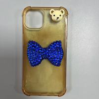 Coque de téléphone DIY artisanale de luxe avec breloques décoratives en forme de nœud et diamants, couleurs rose, blanc, bleu, violet, rouge, noir, pour loisirs créatifs