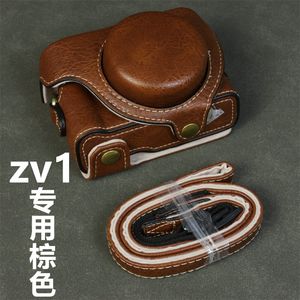 Nueva bolsa de transporte de cámara de cuero PU de cobertura completa con correa para el hombro Estuche para cámara para <span class=keywords><strong>Sony</strong></span> <span class=keywords><strong>ZV1</strong></span> - Product Image 5