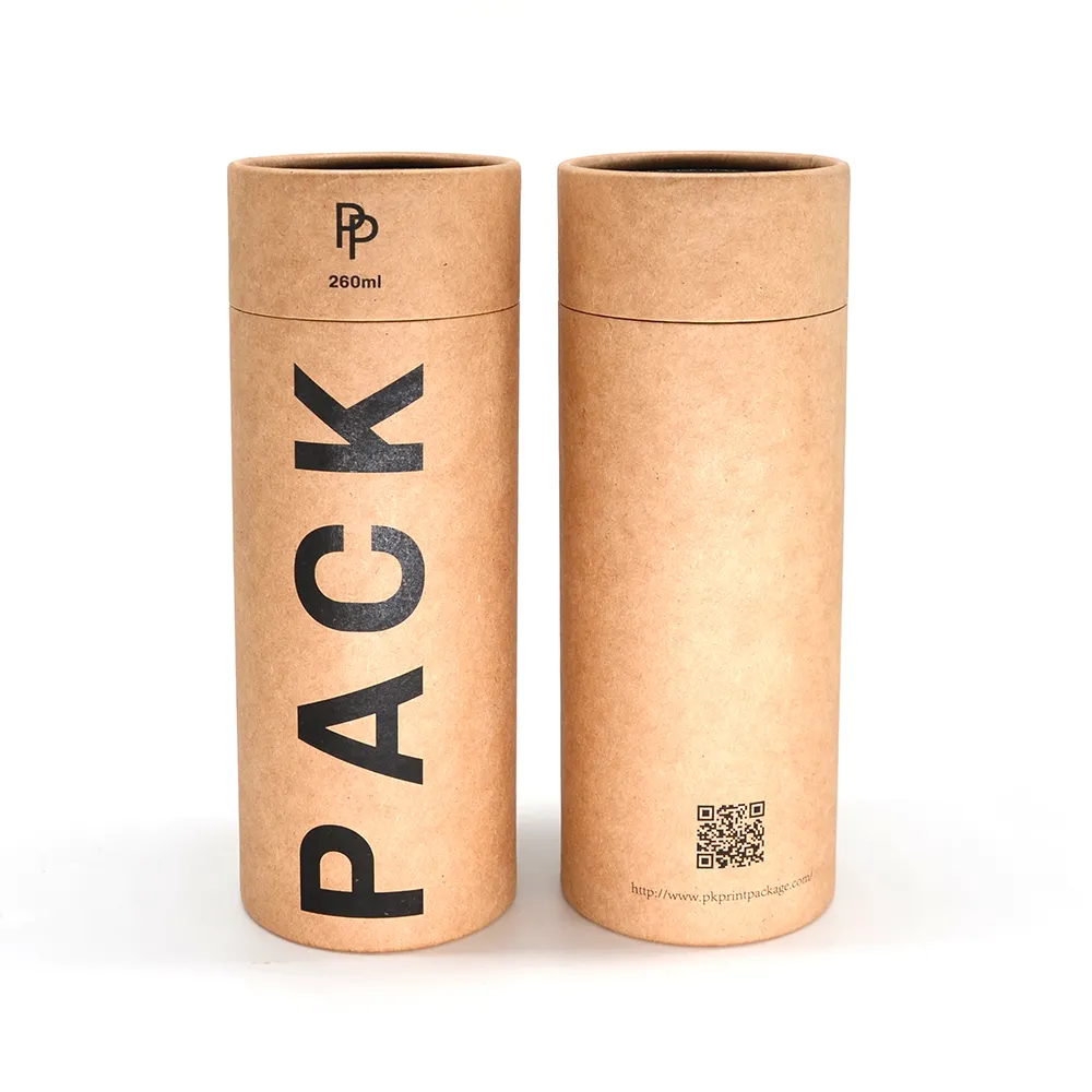 Cajas de cartón Kraft de cilindro ecológico, cartón rígido de alta calidad, 500ml, tubo de papel de embalaje para botellas de agua/vino/Perfume