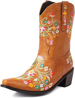 Bottes de cowboy imperméables, bottes marron légères pour l'extérieur, chaussures rétro pour femme, chaussures habillées formelles pour femme