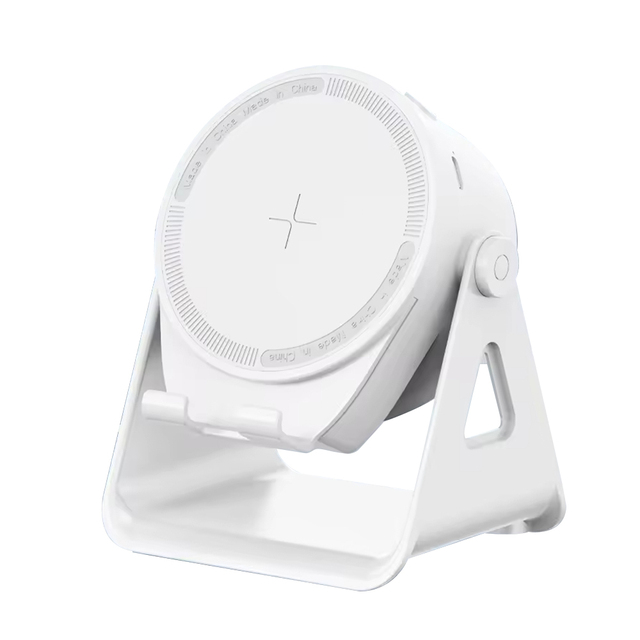 3-in-1 Inductive Wireless Speaker 300-degree Rotation LED Lighting 1200mAh Battery Woofers for IPhone17Air/Pro-Phone Stand