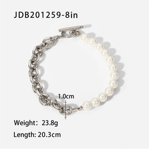 Fashion OT Clasp Stainless Steel Silver Chains Bracelet 8mm Freshwater Pearl Bracelets <b>Men</b> Jewelry - Product Image 6