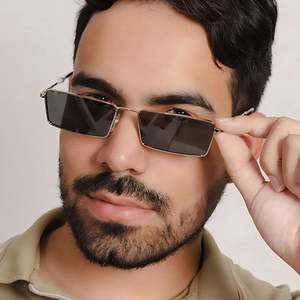 Lunettes de soleil rectangulaires à petite monture pour hommes et femmes, logo personnalisé, nouvelle mode 2025, UV400, en alliage, style carré - Product Image 4