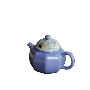 <span class=keywords><strong>Set</strong></span> da Tè in Porcellana Ottagonale 'Whispering Blossom' - Blu Cielo Dipinto a Mano, Tradizionale Cinese, Resistente al Calore ed Ecologico - Product Image 1