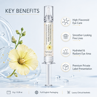 Sérum pour les yeux aux flavonoïdes de rose musquée jaune, marque privée, hydratant, raffermissant, soin des ridules, applicateur seringue 8g, vente en gros