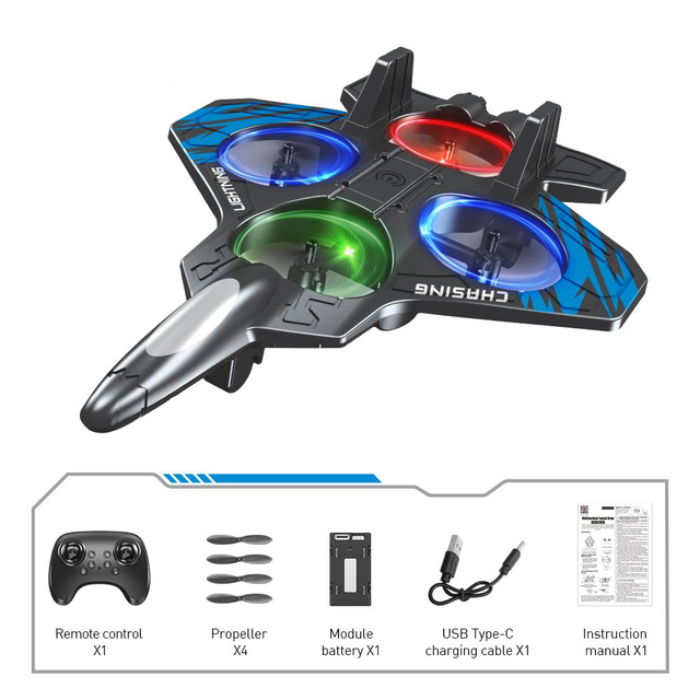 MT Long Flying Time Remote Control Foam Plane LED Light-up Rc Drone 2.4GHz Fighter RC Airplane Models