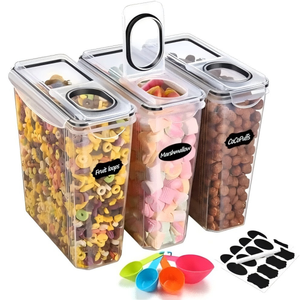 Ensemble de 8 récipients hermétiques pour céréales sans BPA [4L/135,2 Oz] avec <span class=keywords><strong>bec</strong></span> verseur, tasse doseuse, empilables, 20 étiquettes pour garde-manger - Product Image 5