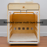 Armoire de rangement multifonctionnelle pour animaux de compagnie en bois naturel et plastique, niche pour chien, cage pour animaux de compagnie, boîte à motif solide thermolaquée, grande taille