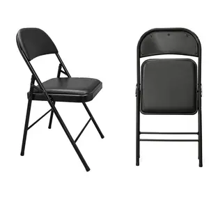 Folding Chairs with Padded Seats Black Foldable Chair for Outdoor and Indoor Use