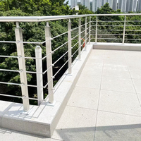 Poste de Barandilla de Acero Inoxidable para Cable de PVC, para Balcón Pequeño, Patio o Escalera, 36 Pulgadas de Altura, Preperforado para Cable de 1/8 de Pulgada, Diseño Minimalista