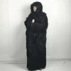 62 inch knee length cappotto di agnello hooded men mongolian pelliccia da uomo abrigo de piel lamb fur coat for man