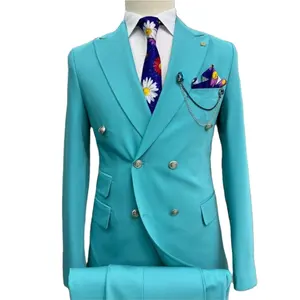 Trajes de Hombre Azul Marino, Naranja y Rosa, de Doble Botonadura, <span class=keywords><strong>2</strong></span> Piezas, Hechos a Medida, Chaqueta + Pantalón, Trajes Formales de Boda, Esmoquin Ajustado, Blazer para Graduación - Product Image 1