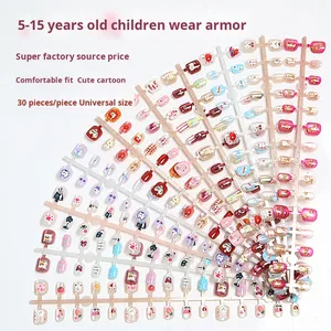 Lindas Uñas Postizas Infantiles con Diseño de Oso de la Suerte, Juego de Uñas Postizas Hechas a Mano, Pre-fabricadas, de Plástico ABS <span class=keywords><strong>3D</strong></span>, 30 Piezas - Product Image 1