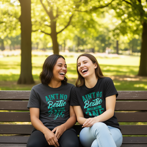 Camiseta con estampado de color negro y verde azulado, regalo de amistad para el mejor amigo/a, con la frase: No hay mejor amigo/a que el que tengo. - Product Image 3