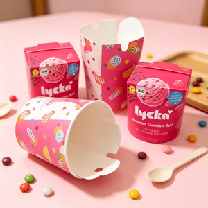 Seau alimentaire jetable en papier couché écologique, étanche, pour collations, sucre, nouilles, bonbons, restauration rapide, pâtes, <span class=keywords><strong>restaurant</strong></span> - Product Image 2