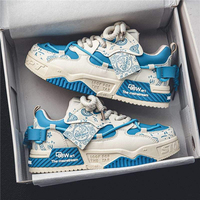 Nouvelles Chaussures de Marche Athlétiques Polyvalentes pour Hommes, Montantes, Style Skateboard, Plateforme Étudiante, Confortables, Respirantes, en Tissu Extensible et PU