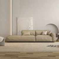 Canapé d'angle en cuir véritable et tissu, design minimaliste italien, pour appartements grands et petits