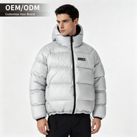 Veste rembourrée réversible unisexe avec logo imprimé sur le devant, à capuche, coupe ample, hiver, hip hop, streetwear, 100% polyester