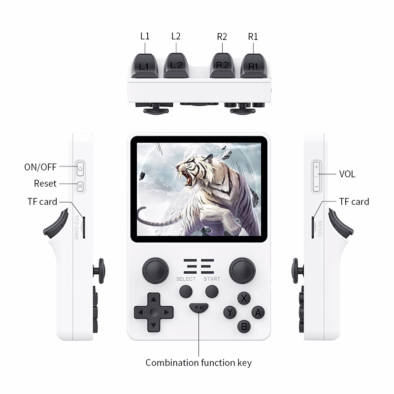 Портативная игровая консоль POWKIDDY New RGB20S, ретро система с открытым исходным кодом RK3326, экран 3,5 дюйма 4:3 IPS, детские подарки, палочка, аркадная