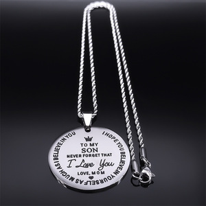 COLLANA CON CIONDOLO ROTONDO IN ACCIAIO INOSSIDABILE "AI MIO FIGLIO" - GIOIELLO INCISO "TI <span class=keywords><strong>AMO</strong></span>" - Product Image 2