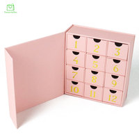 Boîte à surprise de Noël personnalisée de luxe vide, compte à rebours de 24 jours, boîtes à tiroirs DIY pour cadeaux de fêtes, gaufrage, revêtement UV, éponge