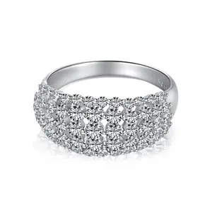 925 plata esterlina circón joyería eternidad banda diamante compromiso boda anillo apilable 18K chapado en oro anillos joyería Mujer