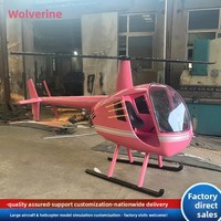 Grand modèle d'hélicoptère en fer pour le camping et les accessoires photo dans les zones touristiques, modèle statique simulé Robinson R44/R22