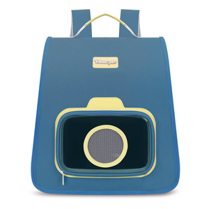 Pet Oxford <b>Backpack</b> Carrier Solid Blue Breathable Zipper Closure for <b>Cats</b> - Product Image 2